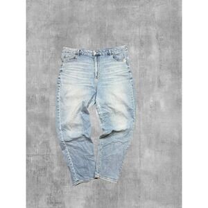 American Eagle Curvy Mom Jeans Light Wash High Waisted Stretch Denim Size 20